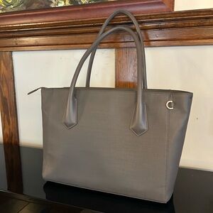 Dagne Dover - Grey Large Textured Leather Tote Bag